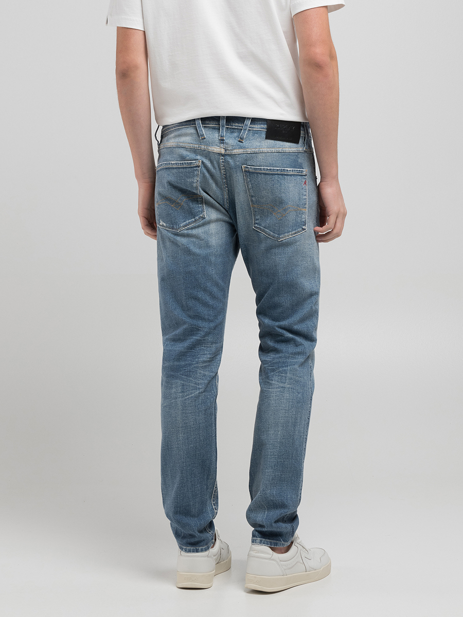 ANBASS 藍色修身丹寧牛仔褲