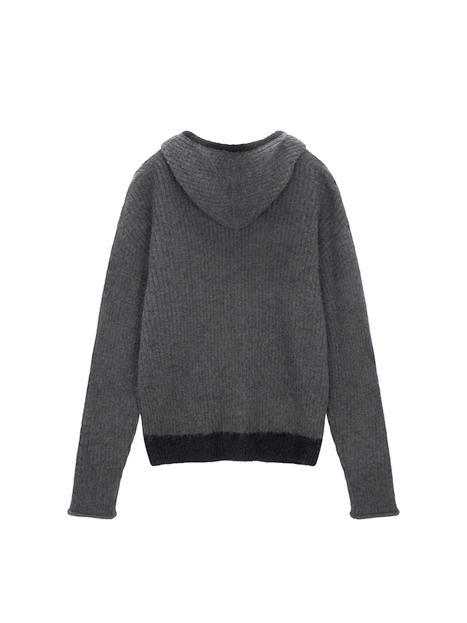 刷毛針織連帽拉鍊外套男款 炭灰