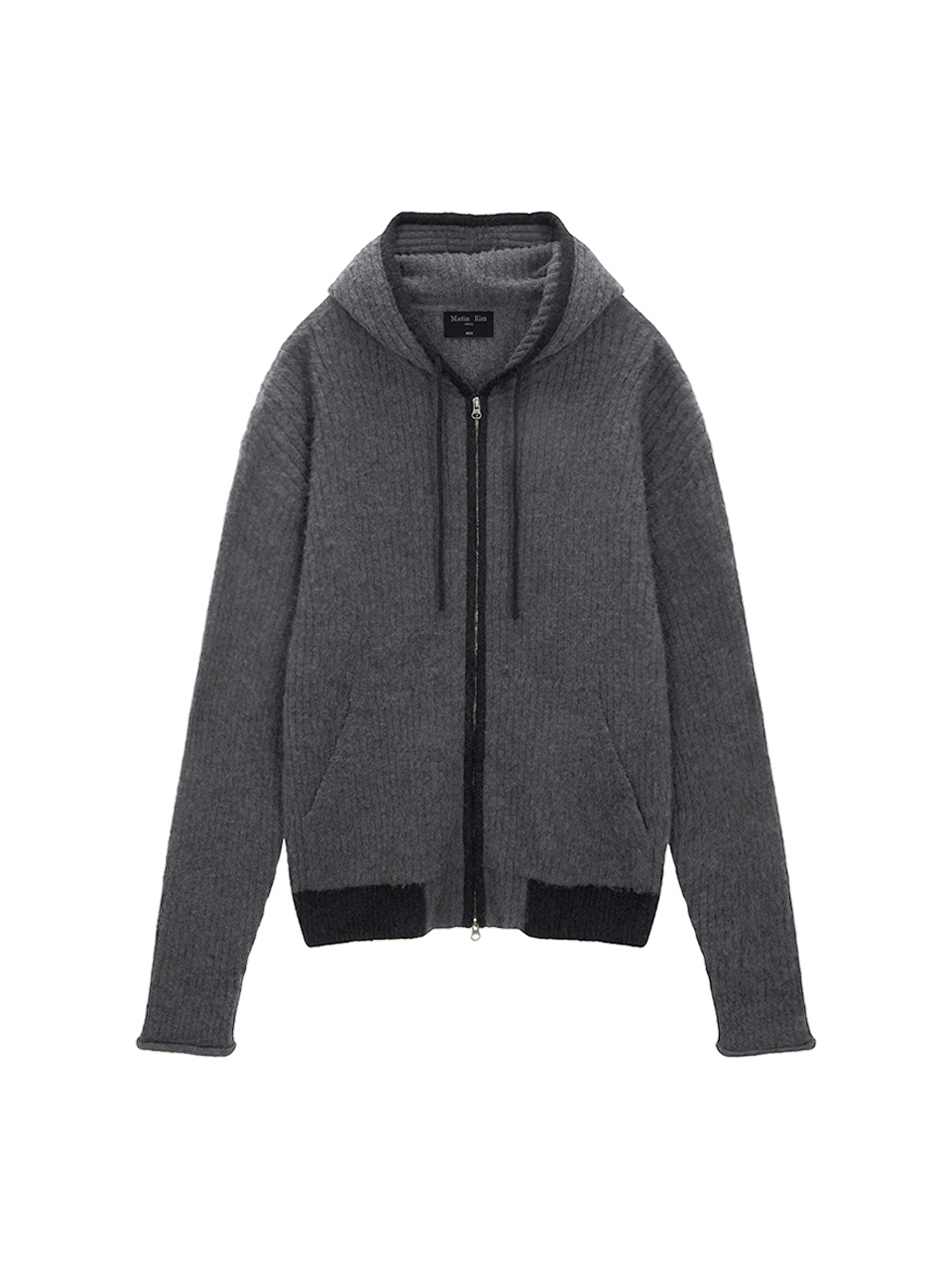 刷毛針織連帽拉鍊外套男款 炭灰
