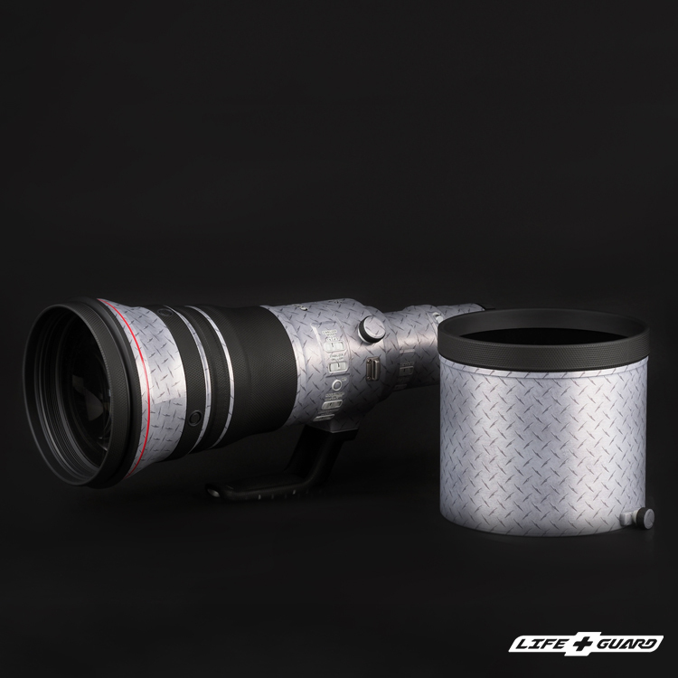 LIFE+GUARD 鏡頭貼膜特寫，鋼板銀風格設計，適用 Canon RF 800mm F5.6 L IS USM