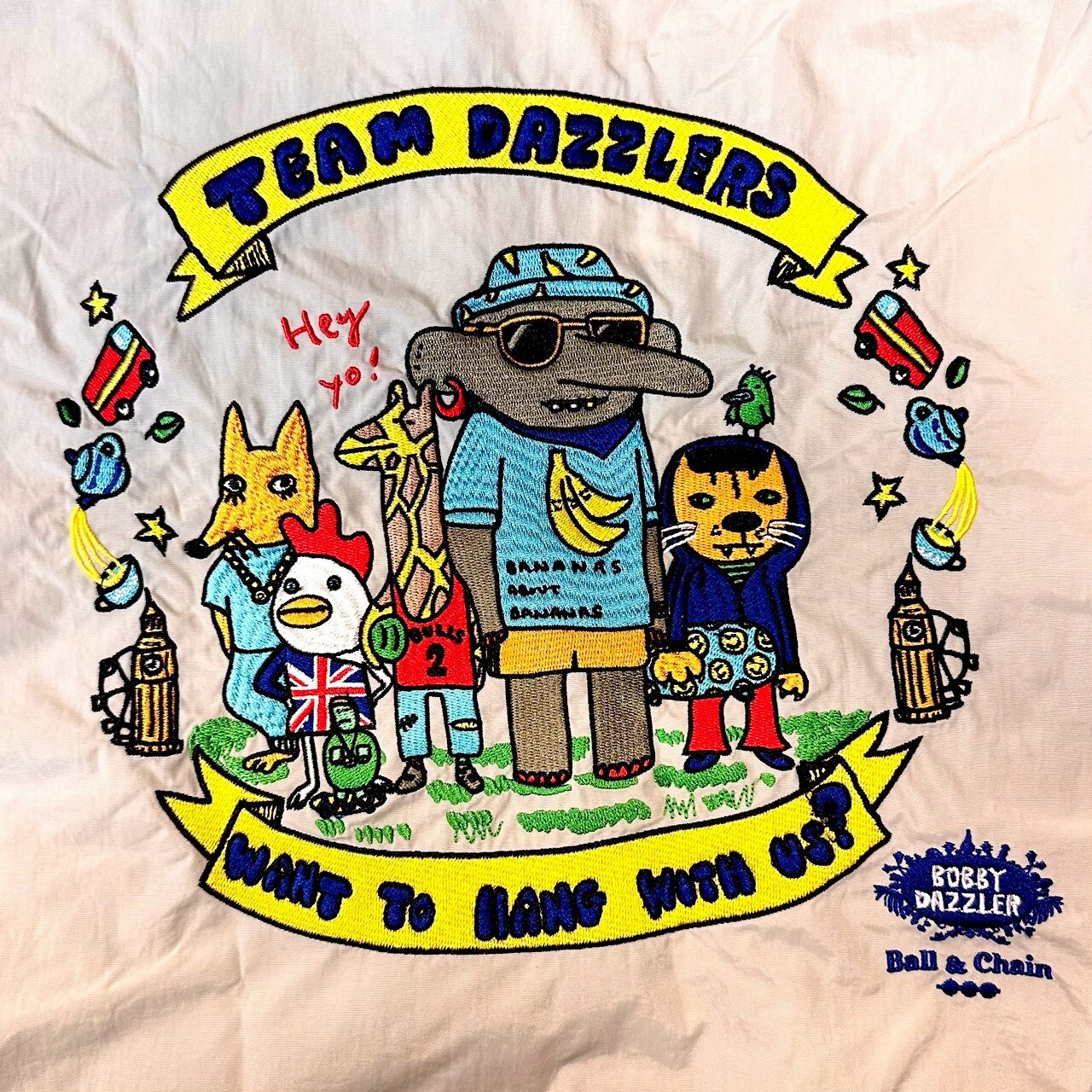 Ball＆Chain 刺繡環保購物袋 M號 - 淺灰 (32200327)