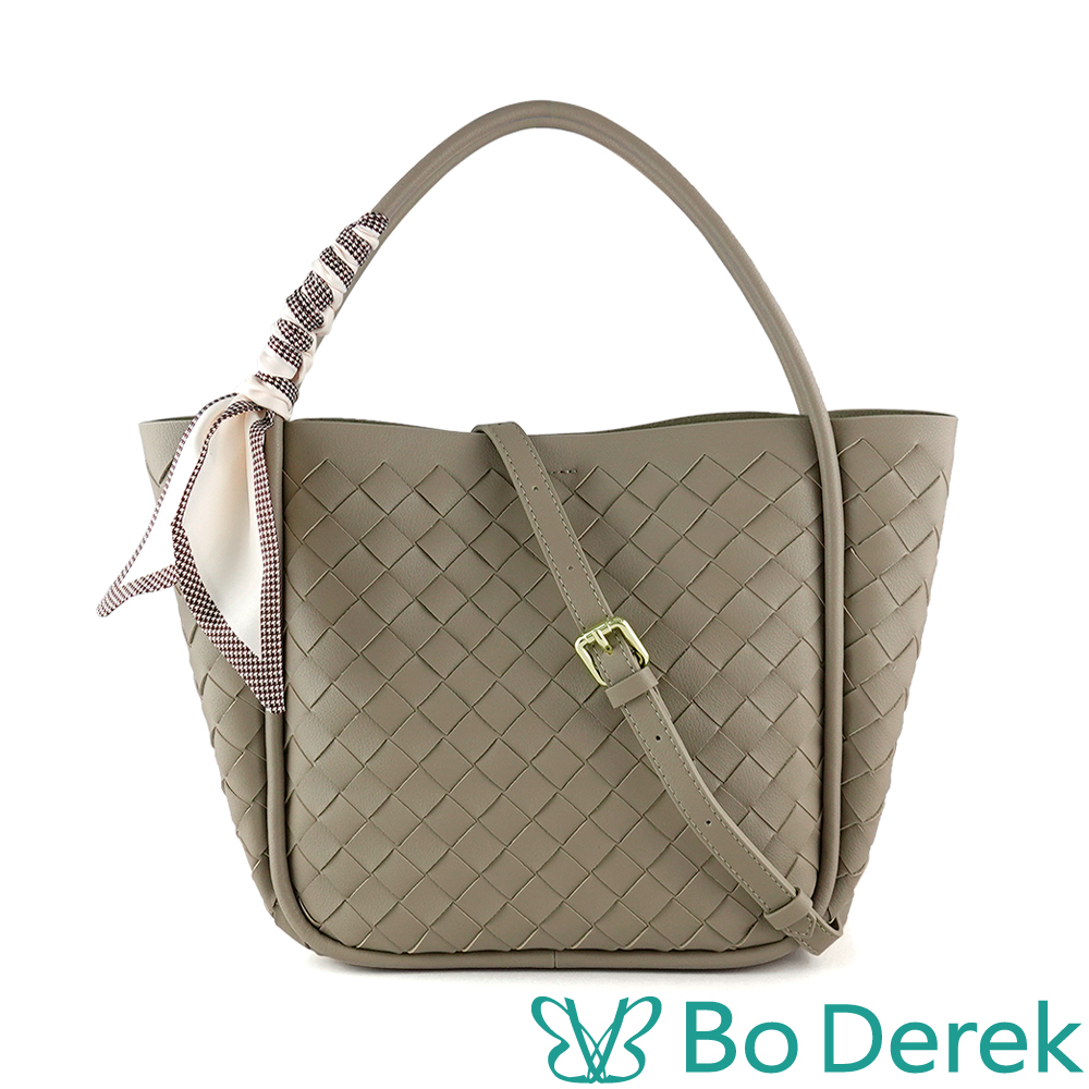 Bo Derek|絲巾皮革編織手提斜背包