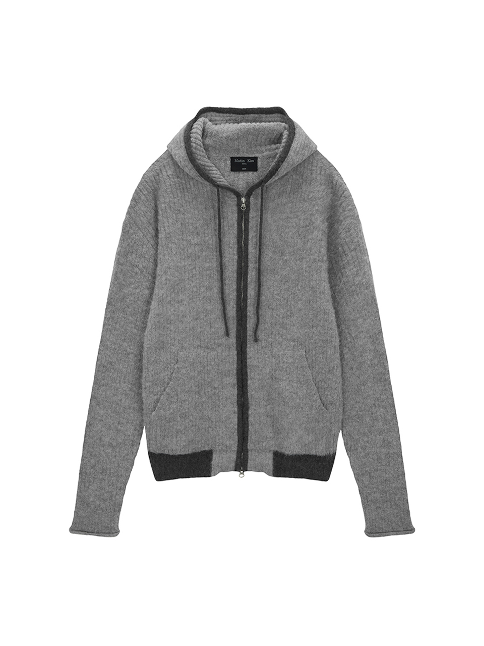刷毛針織連帽拉鍊外套男款 灰色