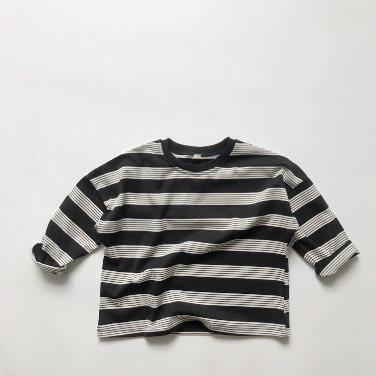 兩色落肩條紋上衣