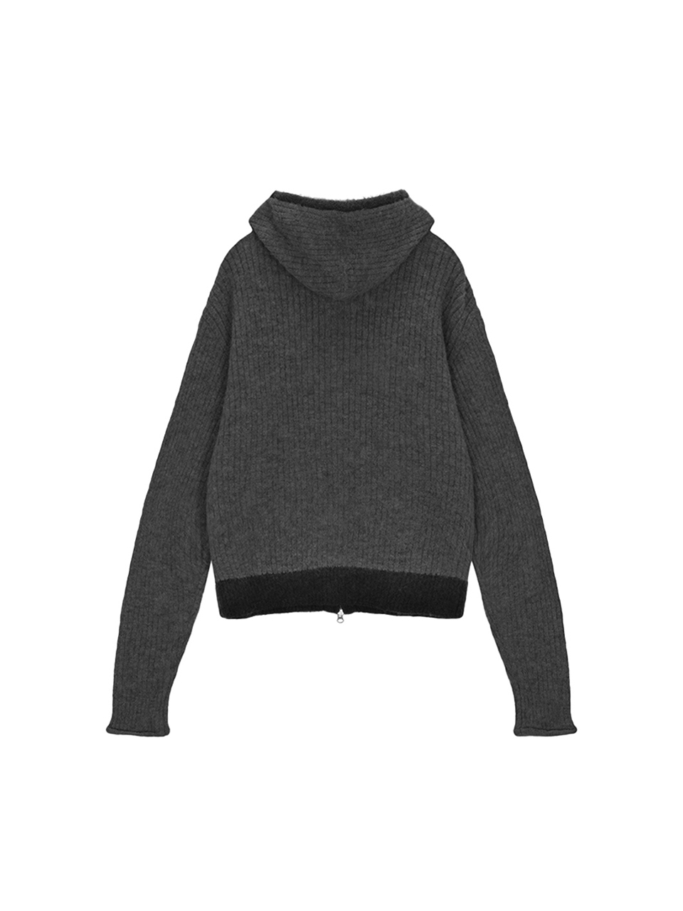刷毛針織連帽拉鍊外套女款 炭灰