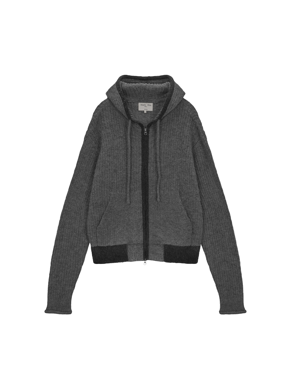 刷毛針織連帽拉鍊外套女款 炭灰
