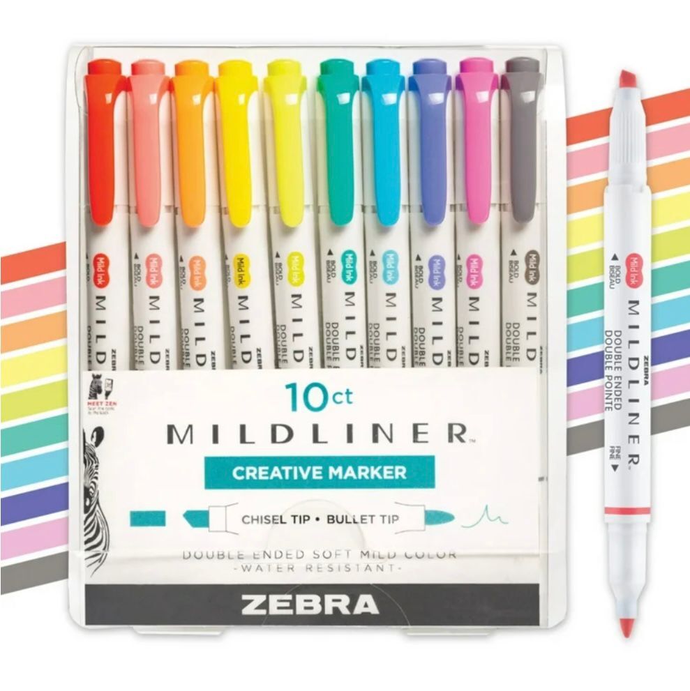 【預購】K120402 Zebra Pen Mildliner 雙頭螢光筆10色套裝