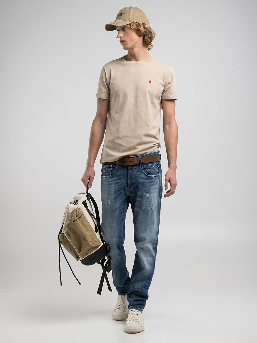 ANBASS 藍色修身丹寧牛仔褲