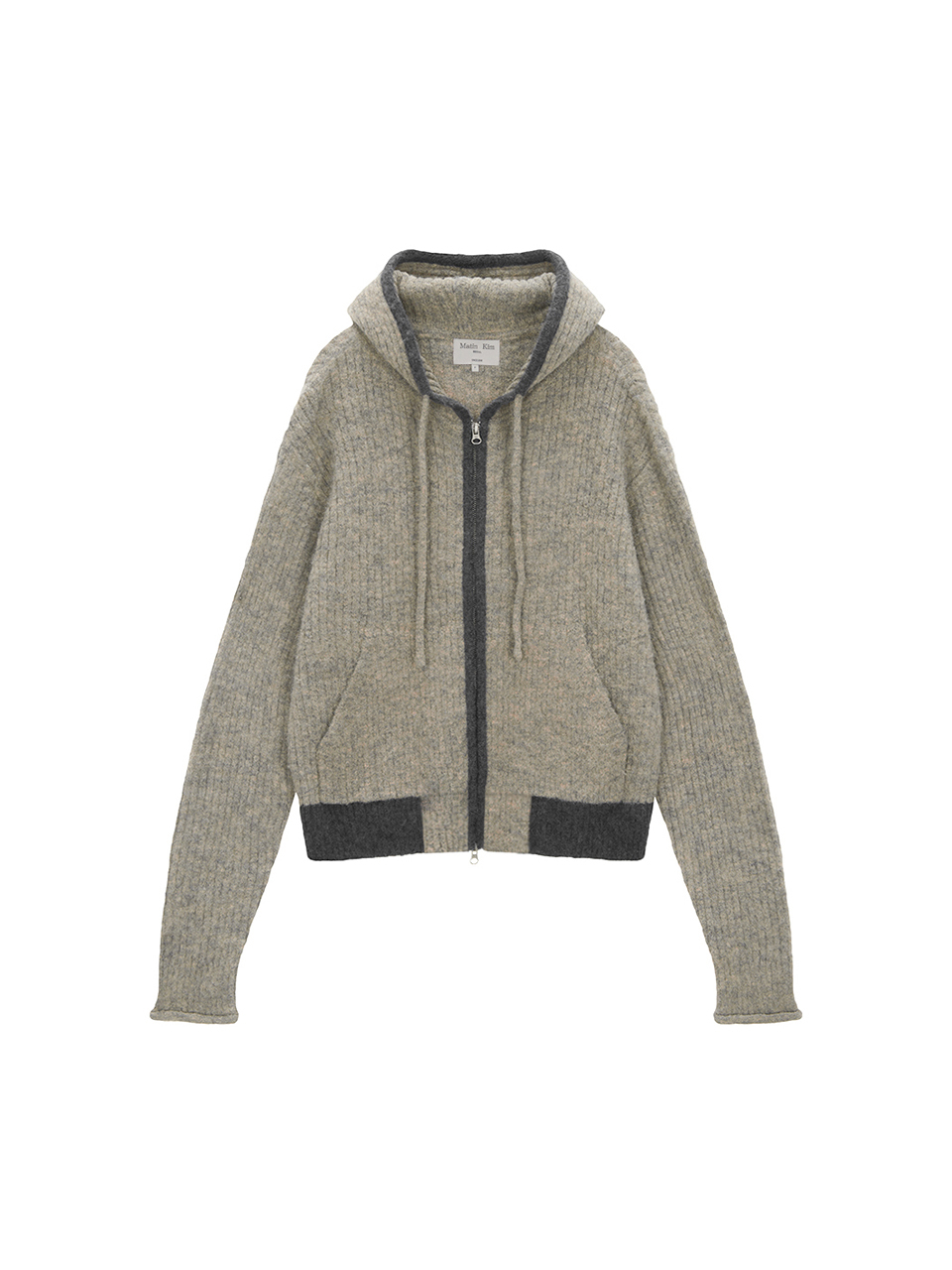 刷毛針織連帽拉鍊外套女款 米色