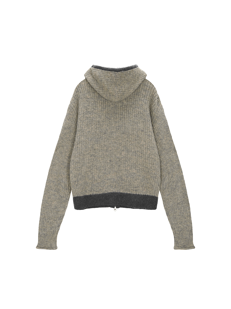 刷毛針織連帽拉鍊外套女款 米色