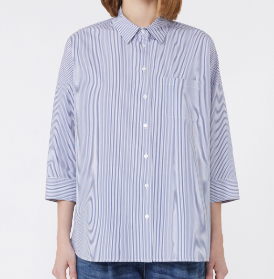 1LN0902-149 MAX MARA Weekend Flared poplin shirt - Navy #5116075106005 - GIRALDA (C-BR-E)