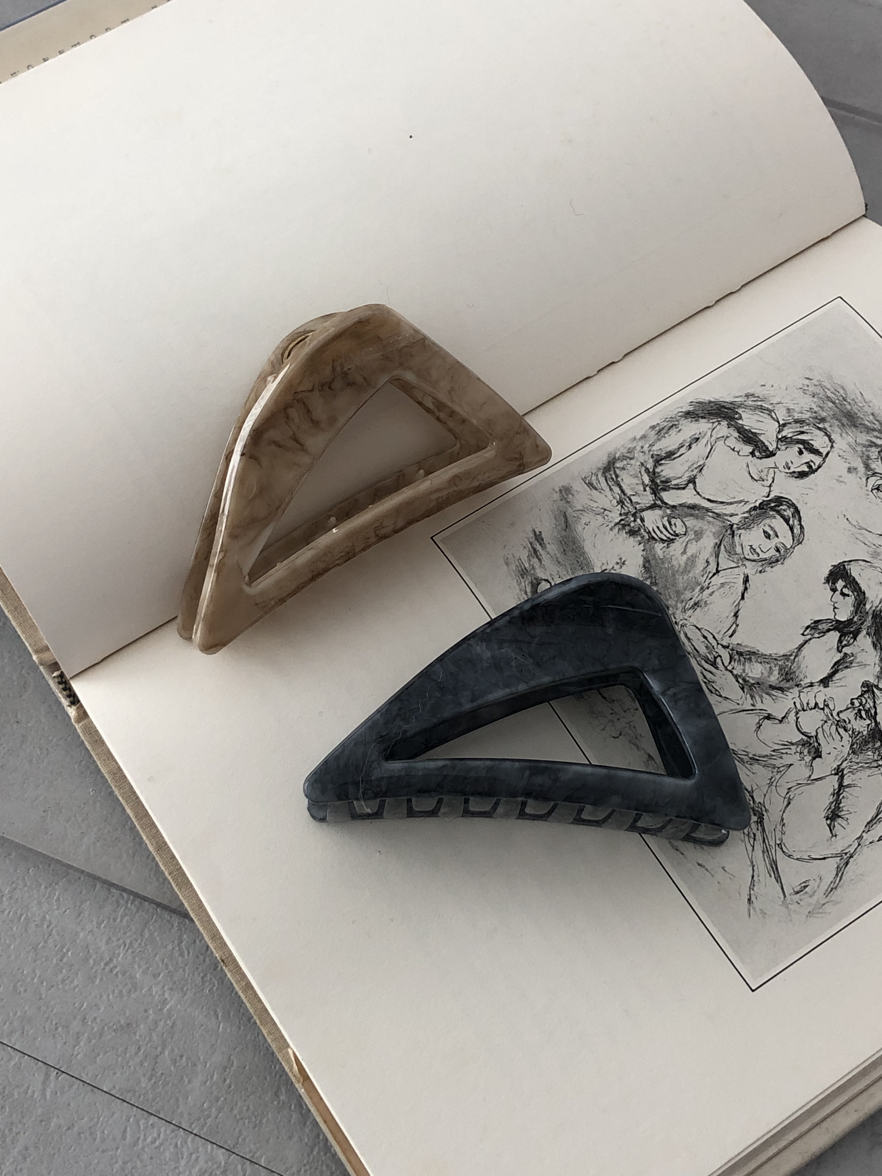 大理石三角髮夾