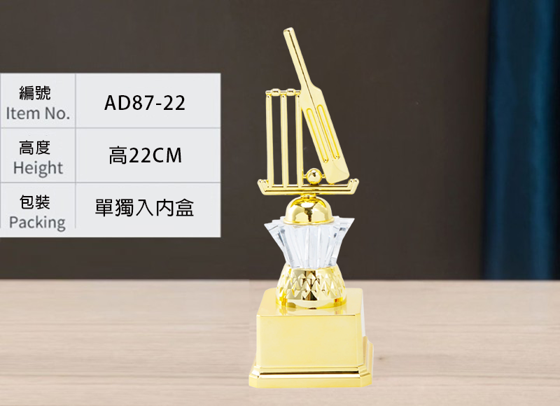 訂製板球金底獎盃 升級送彩色排版金貼 AD87