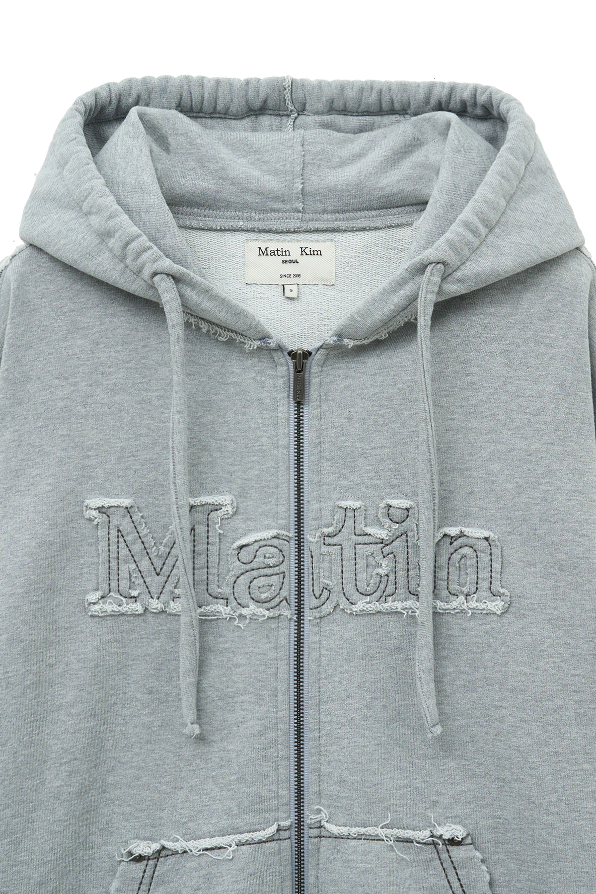 RAW CUT APPLIQUE HOODY ZIP UP IN GREY