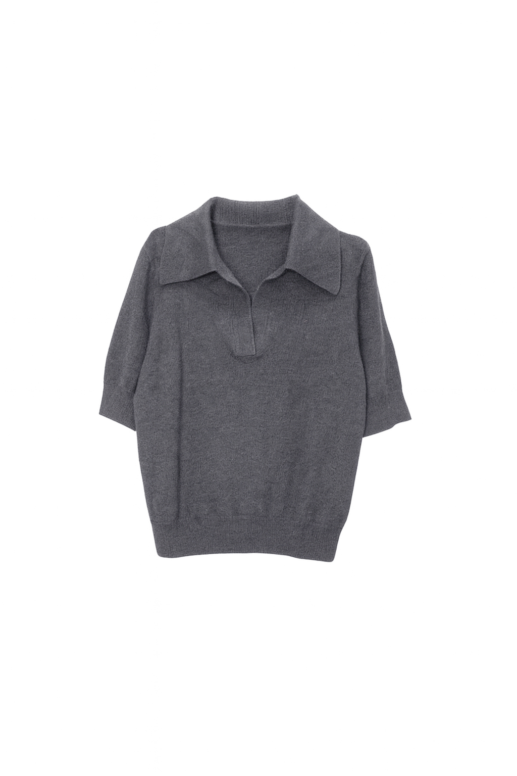 LIVIANA CONTI  POLO領五分袖針織上衣(灰)