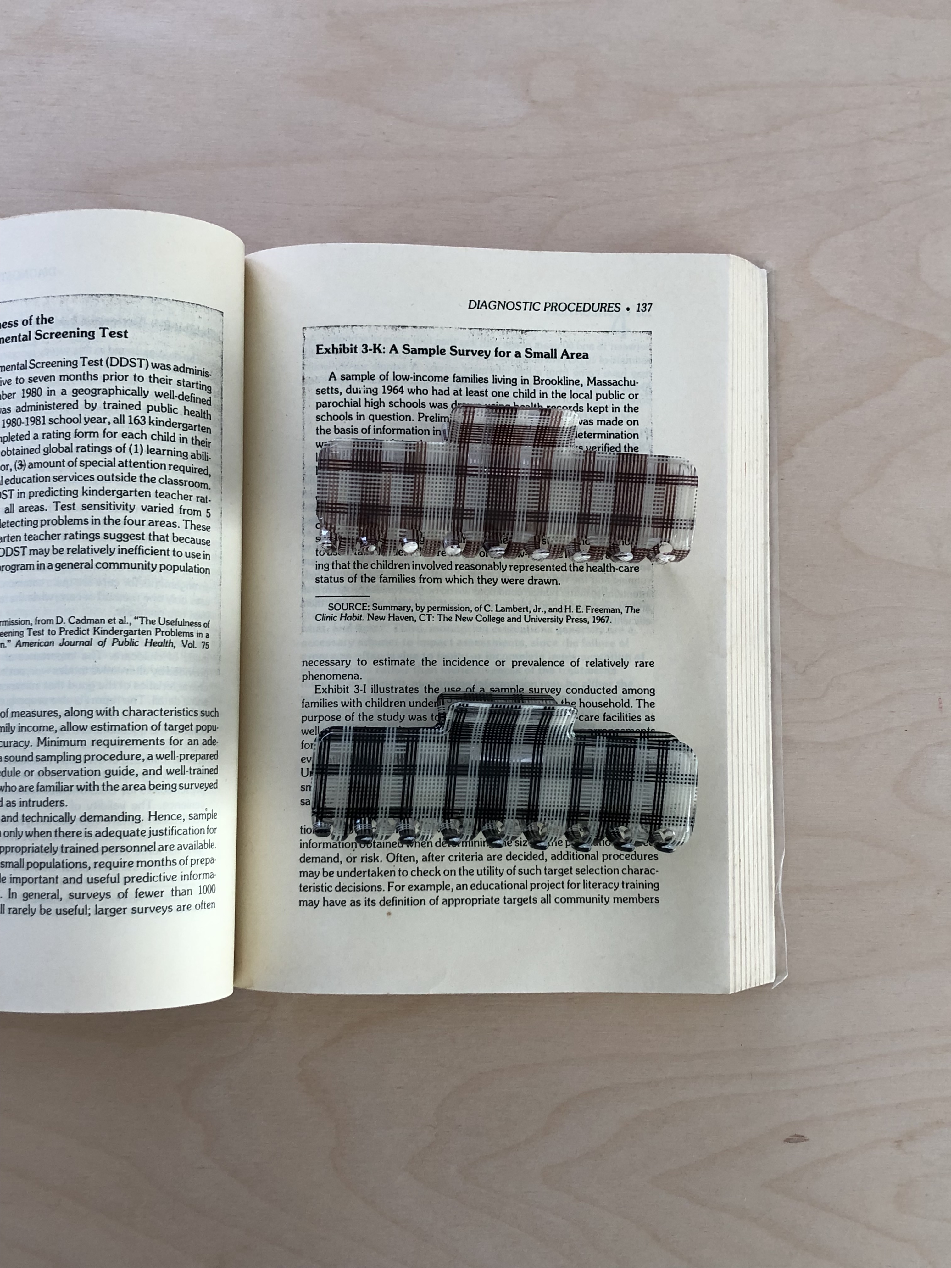 復古一字格紋髮夾