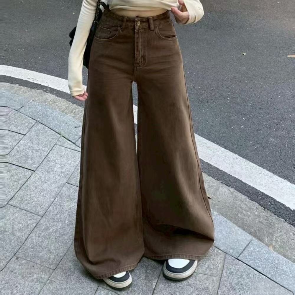 918 沙漠色系修身牛仔寬褲