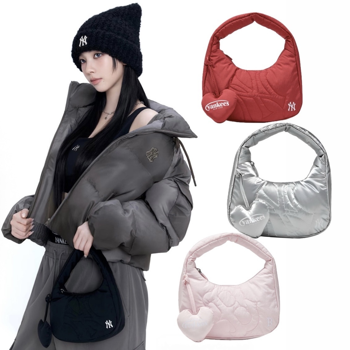 MLB X KARINA 柳智敏 愛心掛件 雲朵包 迷你手提包 NY手拿包 紐約洋基 韓國限定 卡寶同款