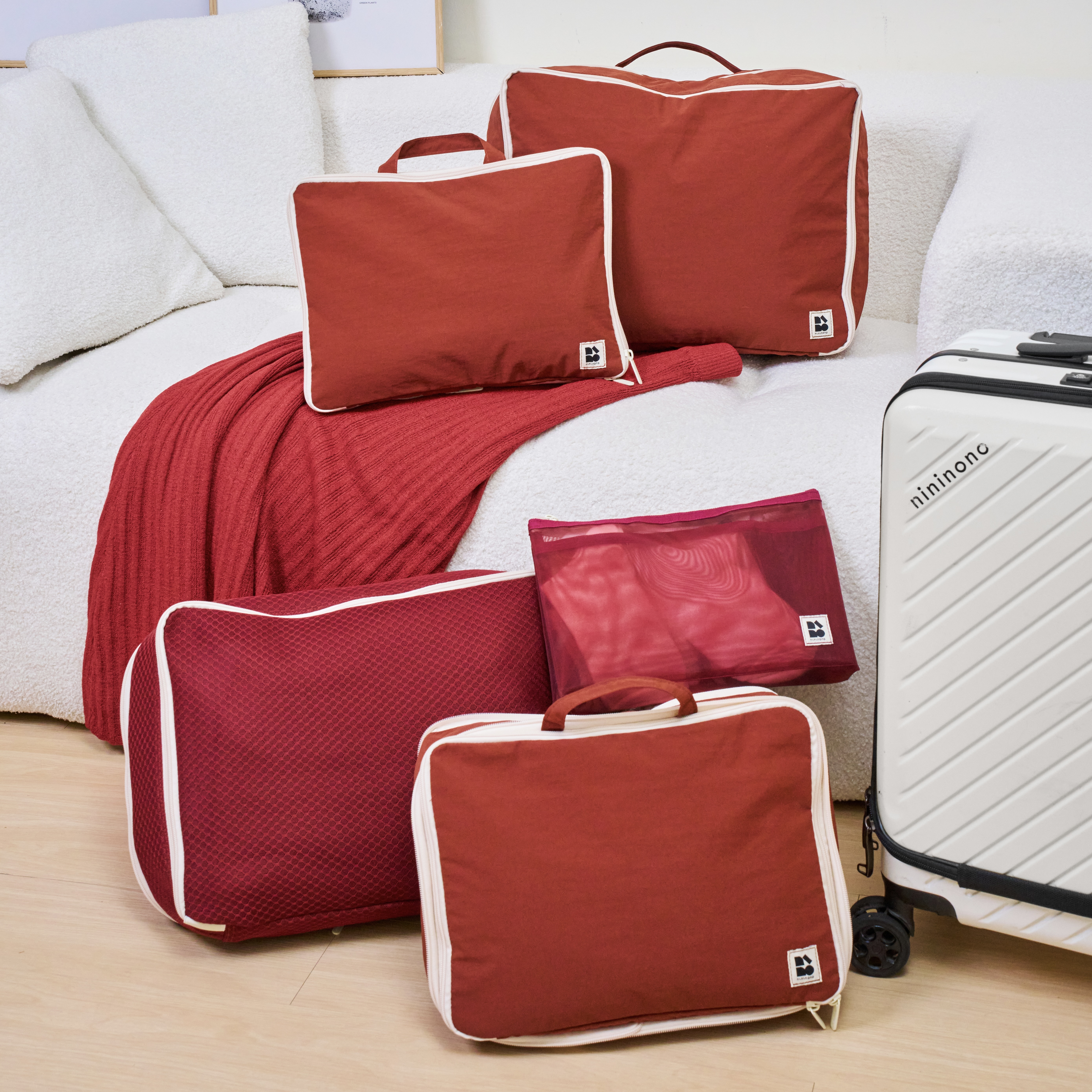 旅行膠囊壓縮收納組(焦磚紅)