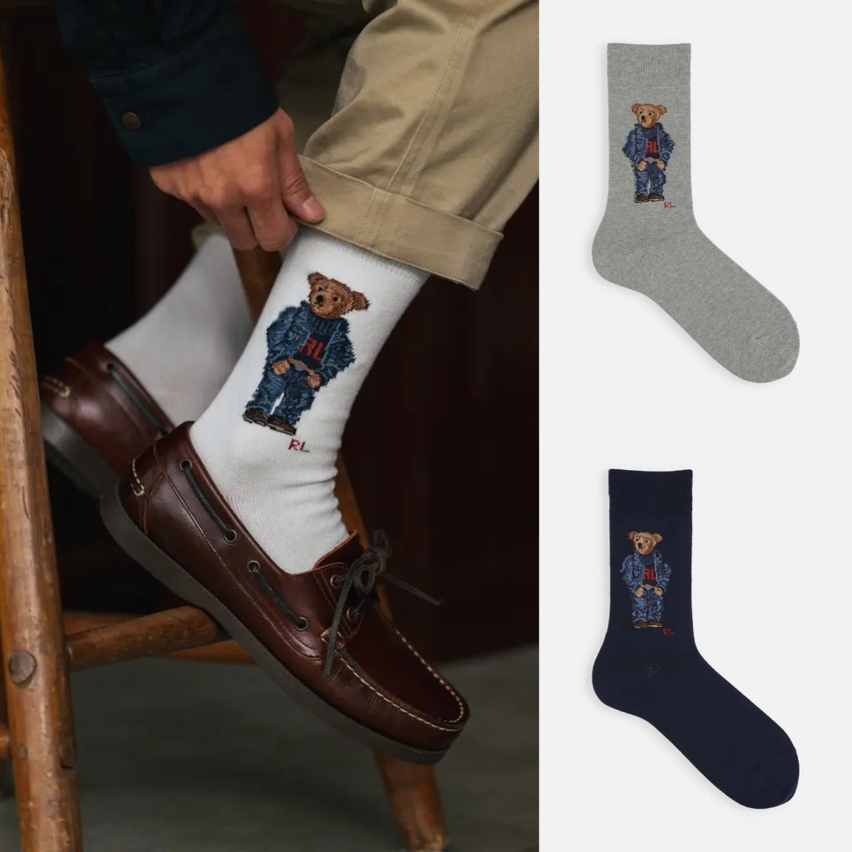 預購┃日本製 男款 POLO RALPH LAUREN 熊熊 長襪