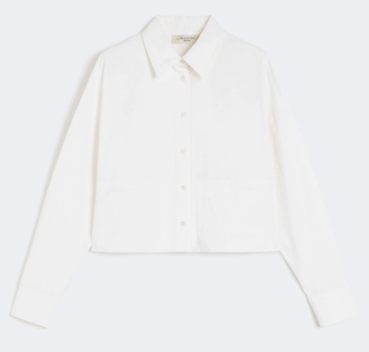 1LN0902-151 MAX MARA Weekend Boxy-Fit Heavy Cotton Shirt - White # WE5116035106001 (C-BR-E)