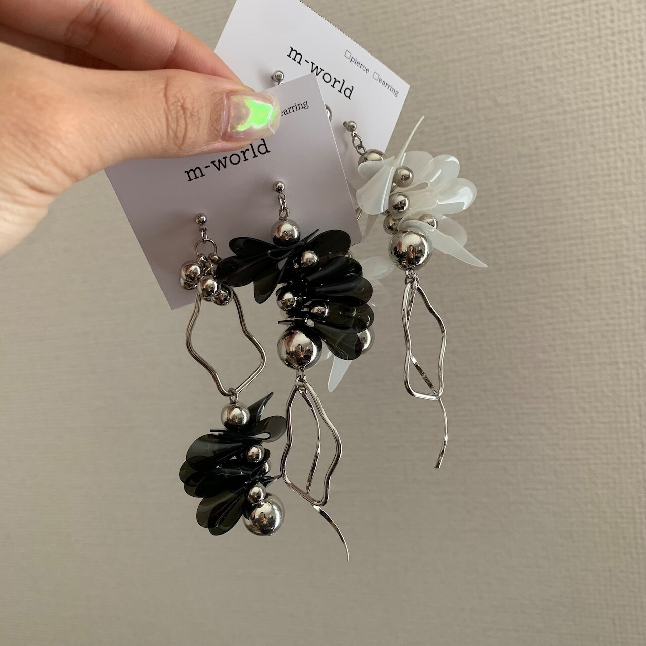 [m-world] asymmetry pvc (aurora透明款) | 耳針| NO.51