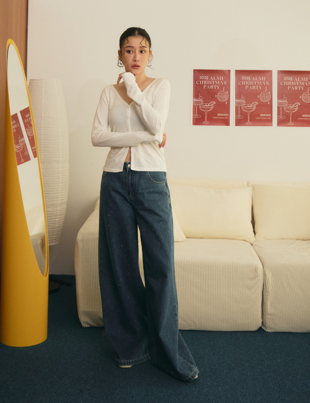 Bling Bling小鑽設計牛仔褲（4尺寸）