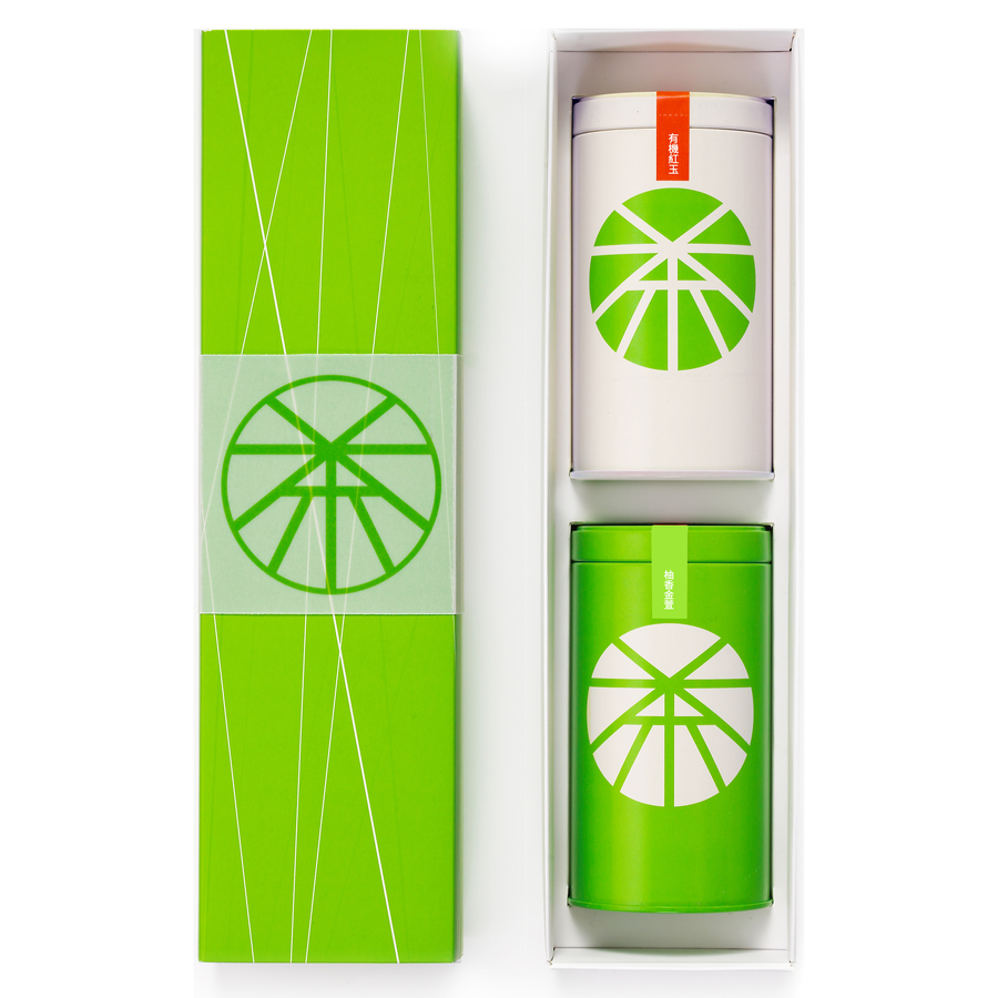 特級禮盒(有機紅玉/柚香金萱)原片茶葉 兩罐裝