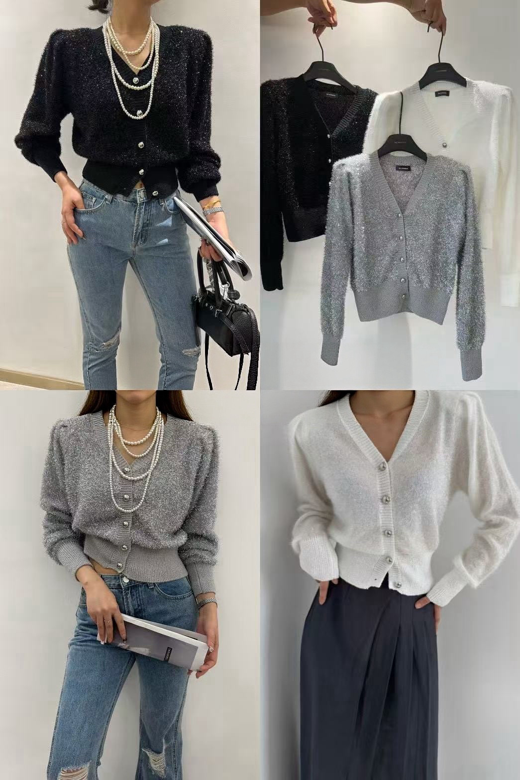 1285 閃耀金蔥針織外套