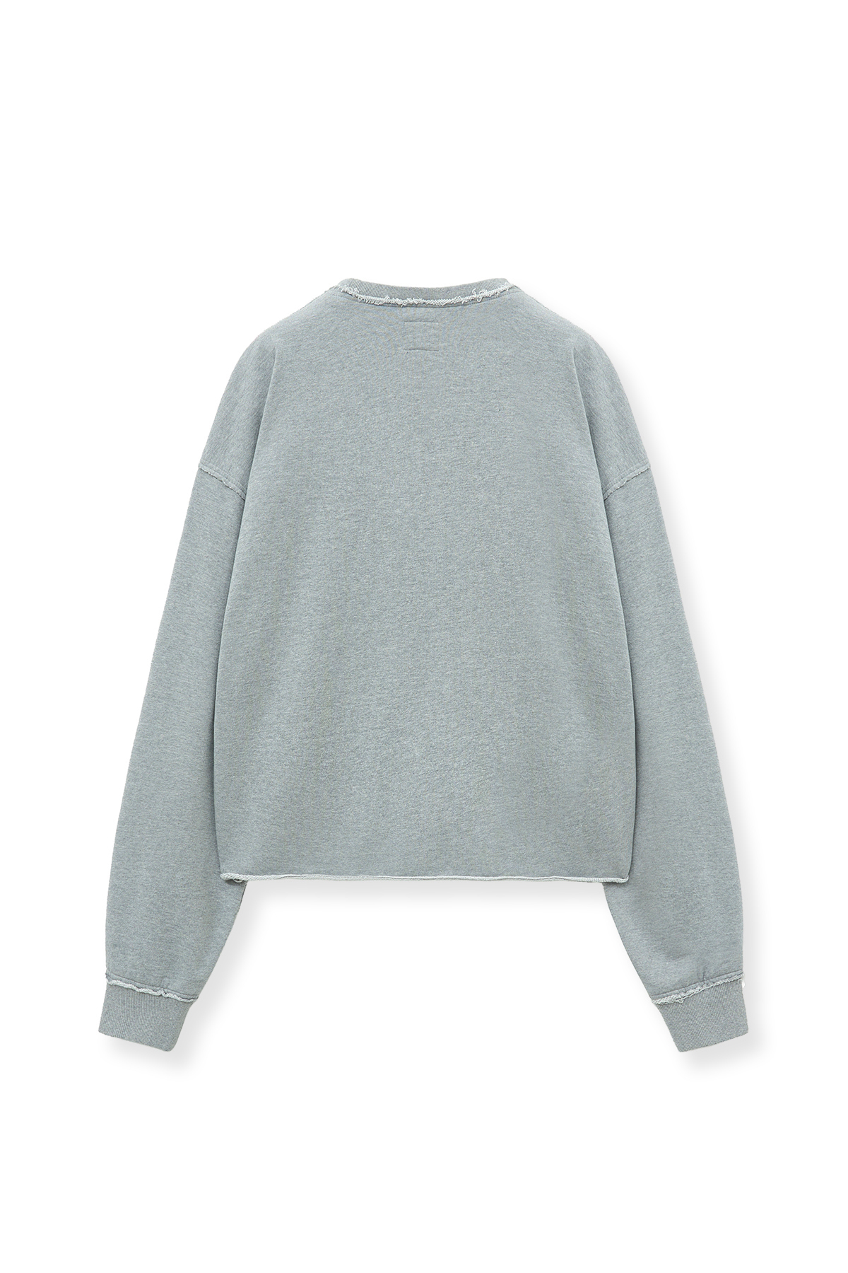 毛邊布貼大學T 灰色