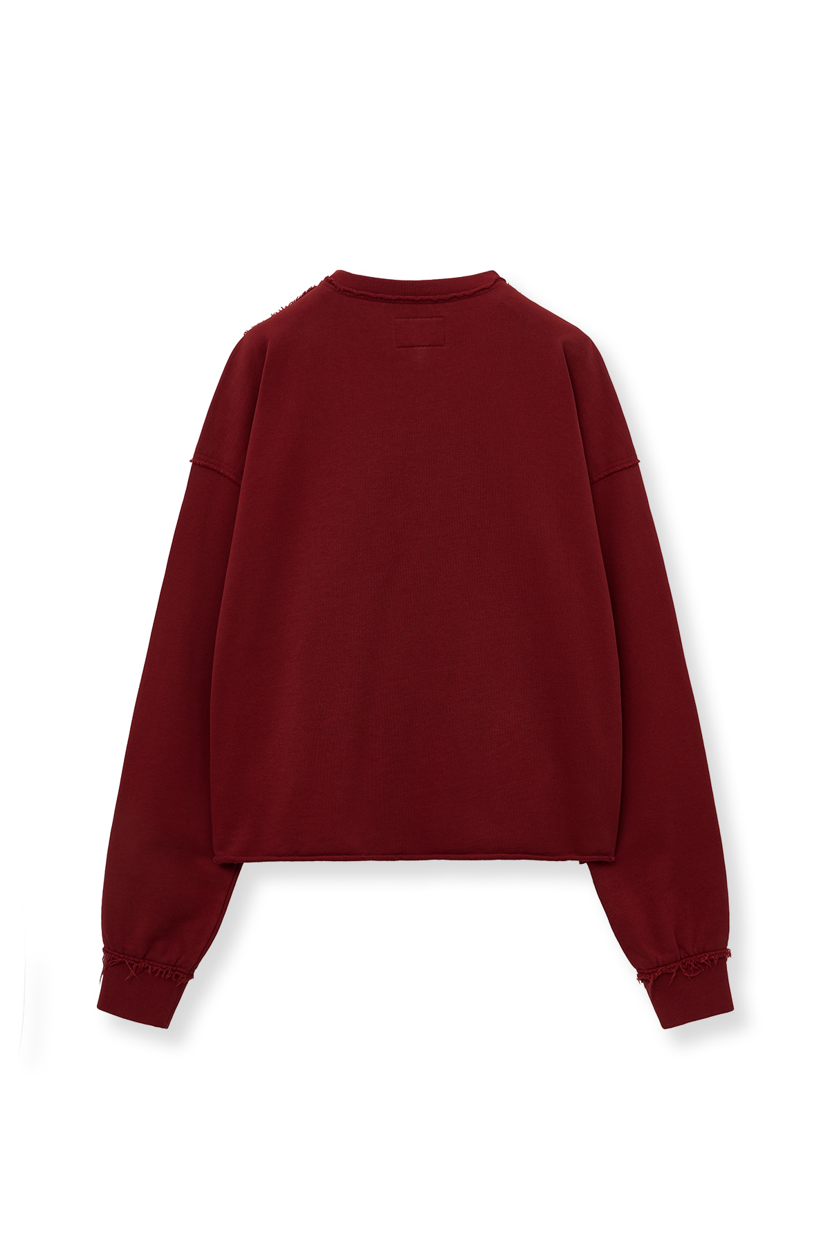 毛邊布貼大學T 紅色