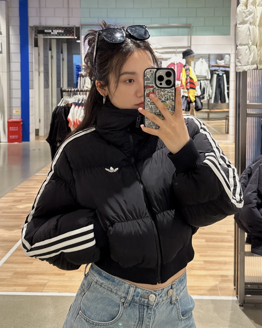 ADIDAS ORIGINALS ADICOLOR 短版羽絨外套 麵包外套 三線 保暖 黑色 藍色