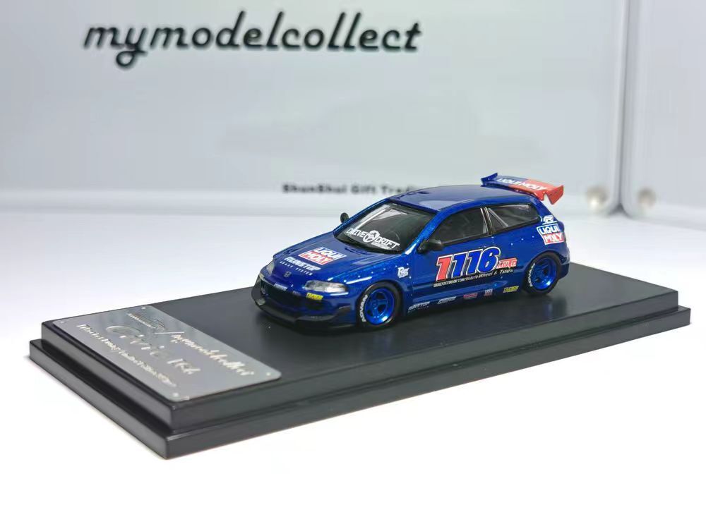 PO-$150 * MODEL COLLECT * 1:64 PANDEM CIVIC EG6 #1116 BLUE LIQUID MOLY