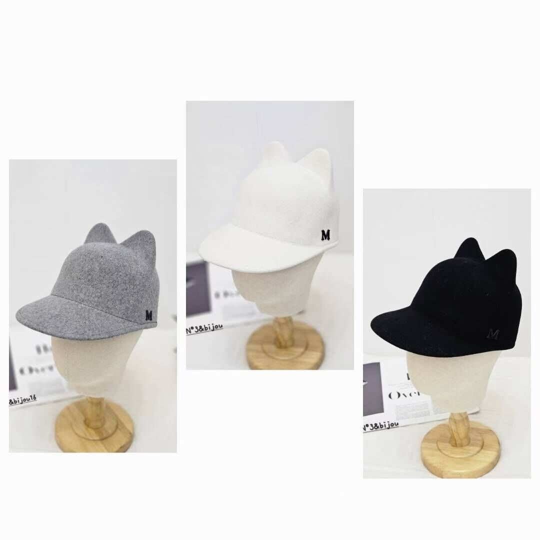 BN5334 可愛貓耳M字刺綉cap帽