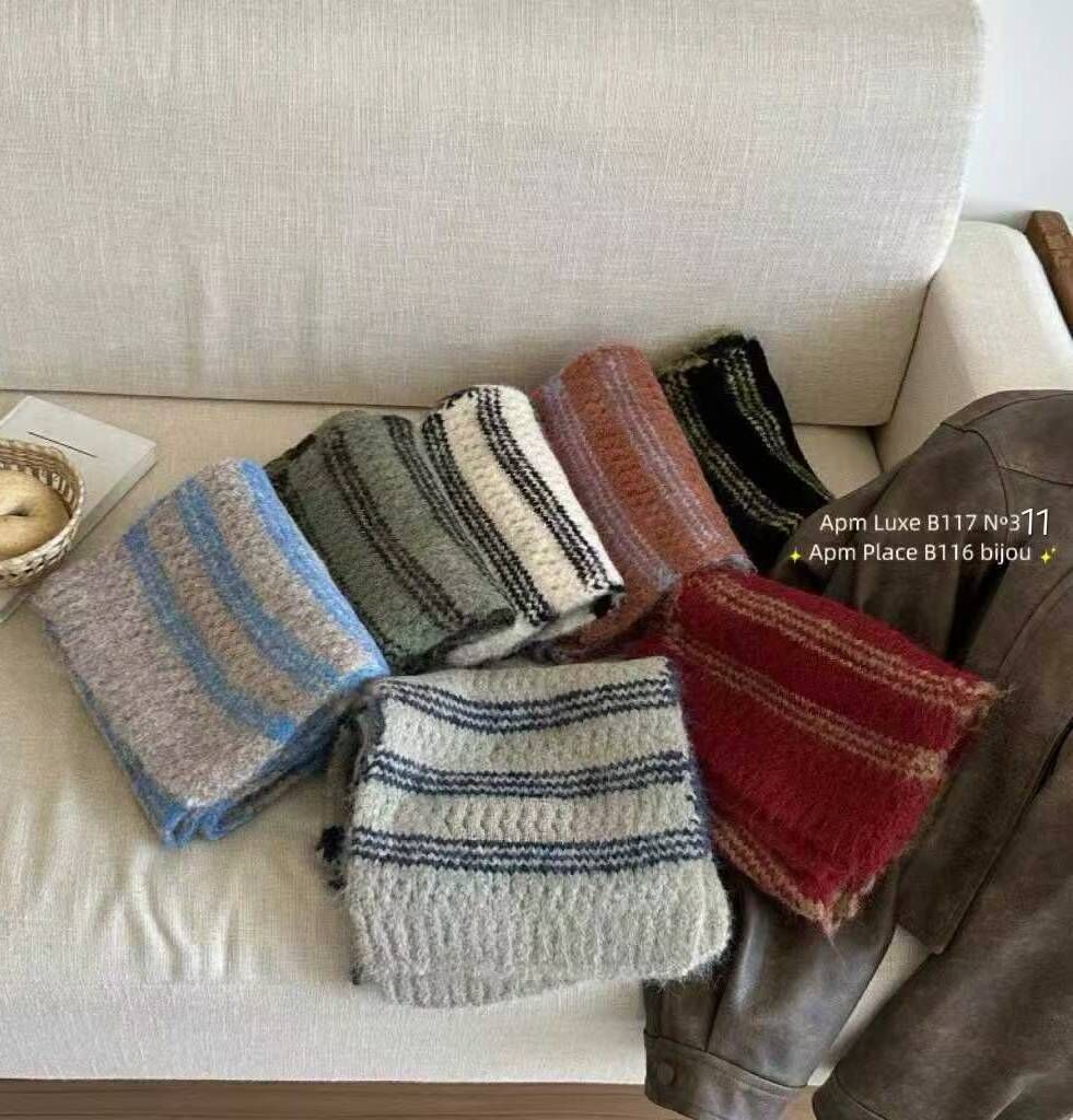 BN5335 拼色條紋短頸巾