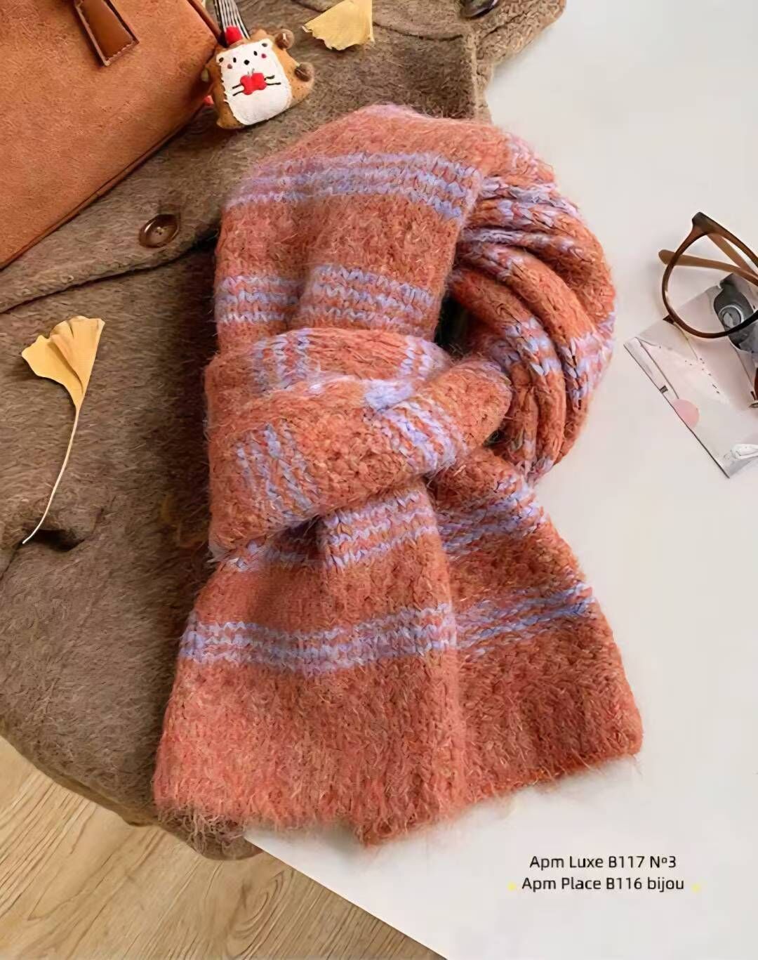 BN5335 拼色條紋短頸巾