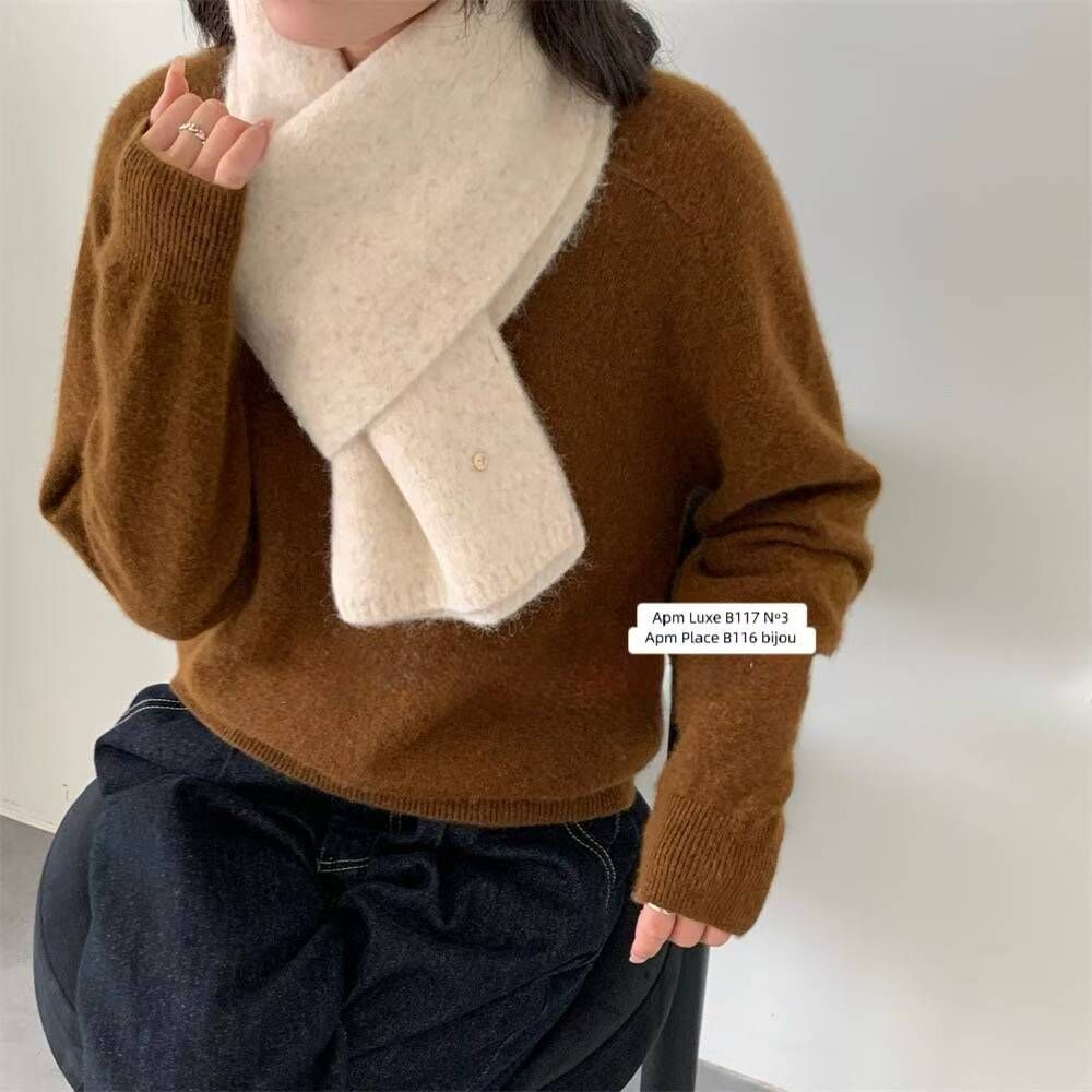 BN5337 高質羊絨小金扣短頸巾