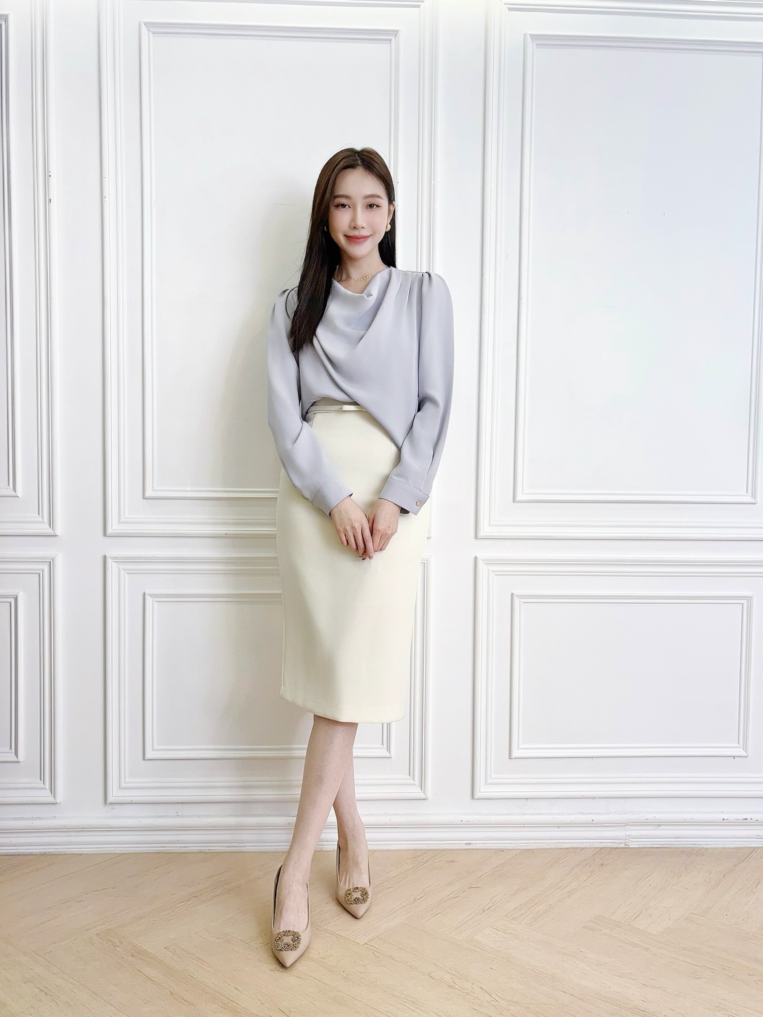 蝴蝶結腰帶修身窄裙