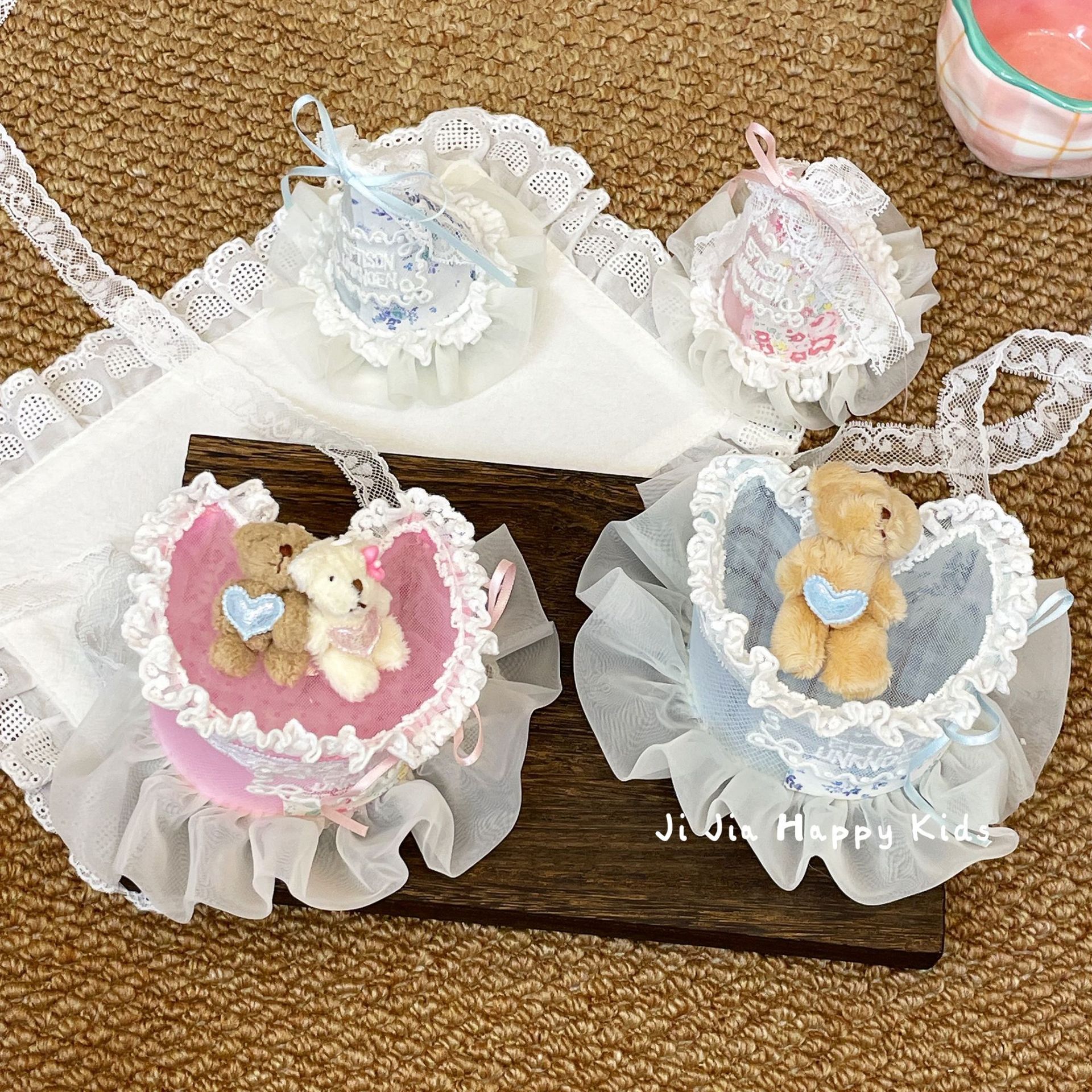 《2463》氛圍感滿滿~甜美蕾絲生日帽/小熊蛋糕帽髮飾