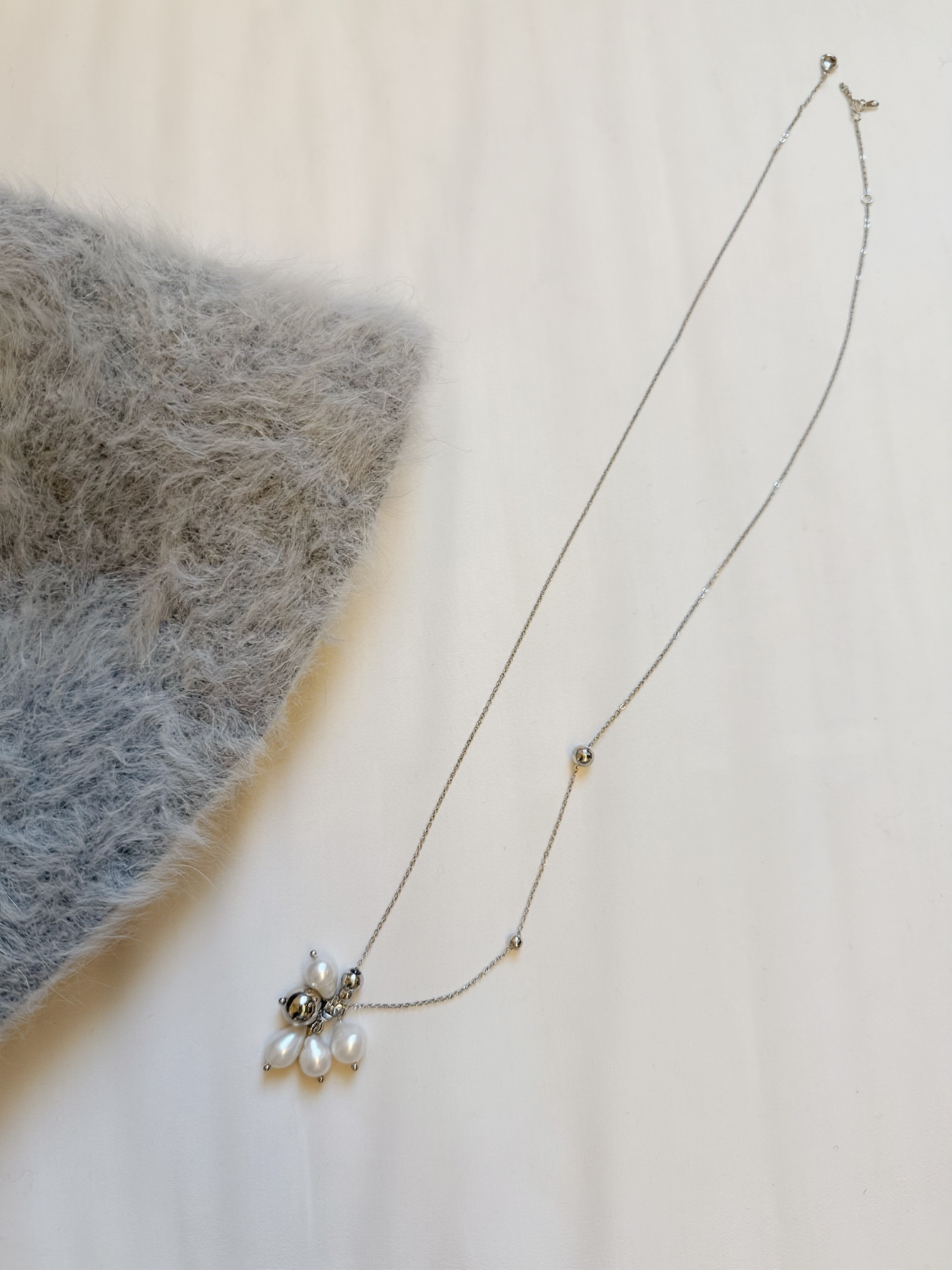 淡水珍珠穿花頸鏈-長款