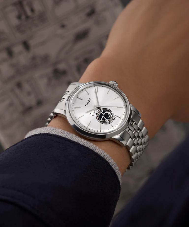 萬年鐘錶 - TIMEX 天美時   Q-Timex  花生史奴比 SNOOPY 75 週年聯名Marlin® 自動機械男錶 TW2Y45000  timex Q  錶徑40MM