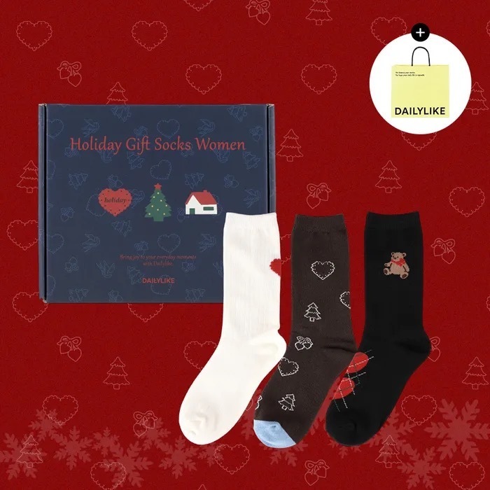 DAILYLIKE HOLIDAY GIFT SOCKS WOMEN 3P SET