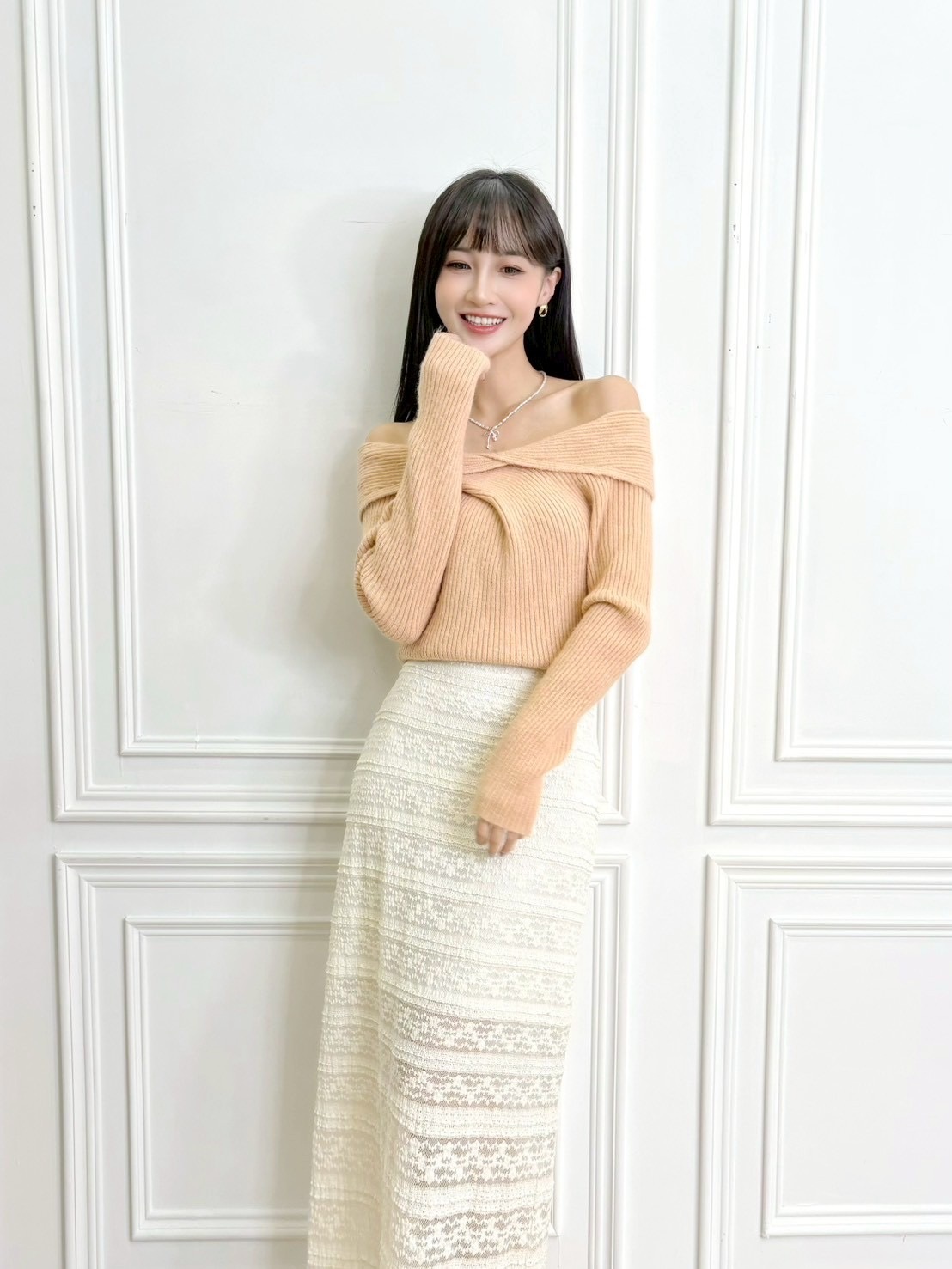 浪漫透視蕾絲針織裙