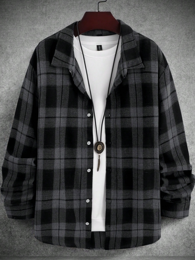 KADMAX大尺碼-男士質感格子襯衫〈KSMS2682〉