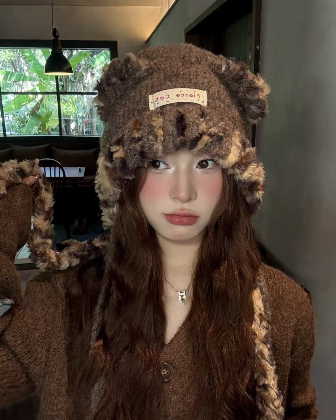 CMFY 貓耳 撞色 毛絨 包頭 毛線 針織帽 7色