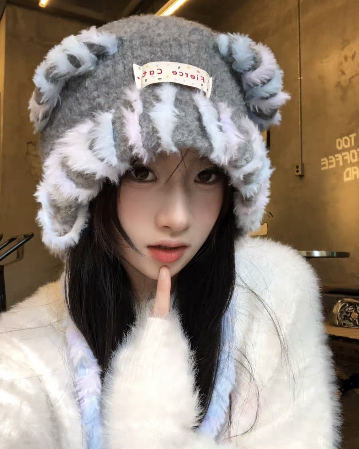 CMFY 貓耳 撞色 毛絨 包頭 毛線 針織帽 7色
