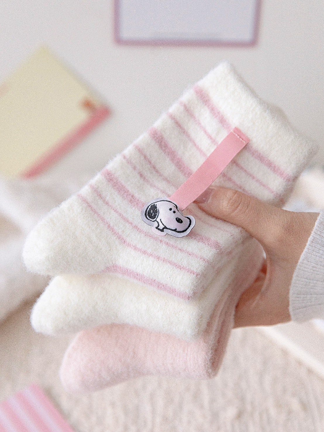 史努比 聯名款 毛絨雲朵襪 中筒3雙 禮盒組