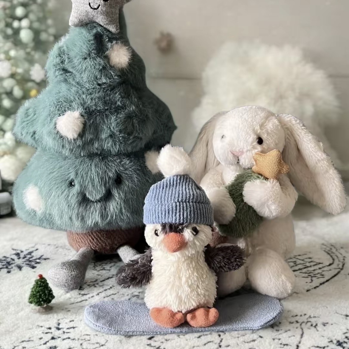 【代購】Jellycat 聖誕系列｜絨毛公仔玩偶｜聖誕樹／北歐雲杉／松樹／滑雪企鵝／聖誕白兔（五款）