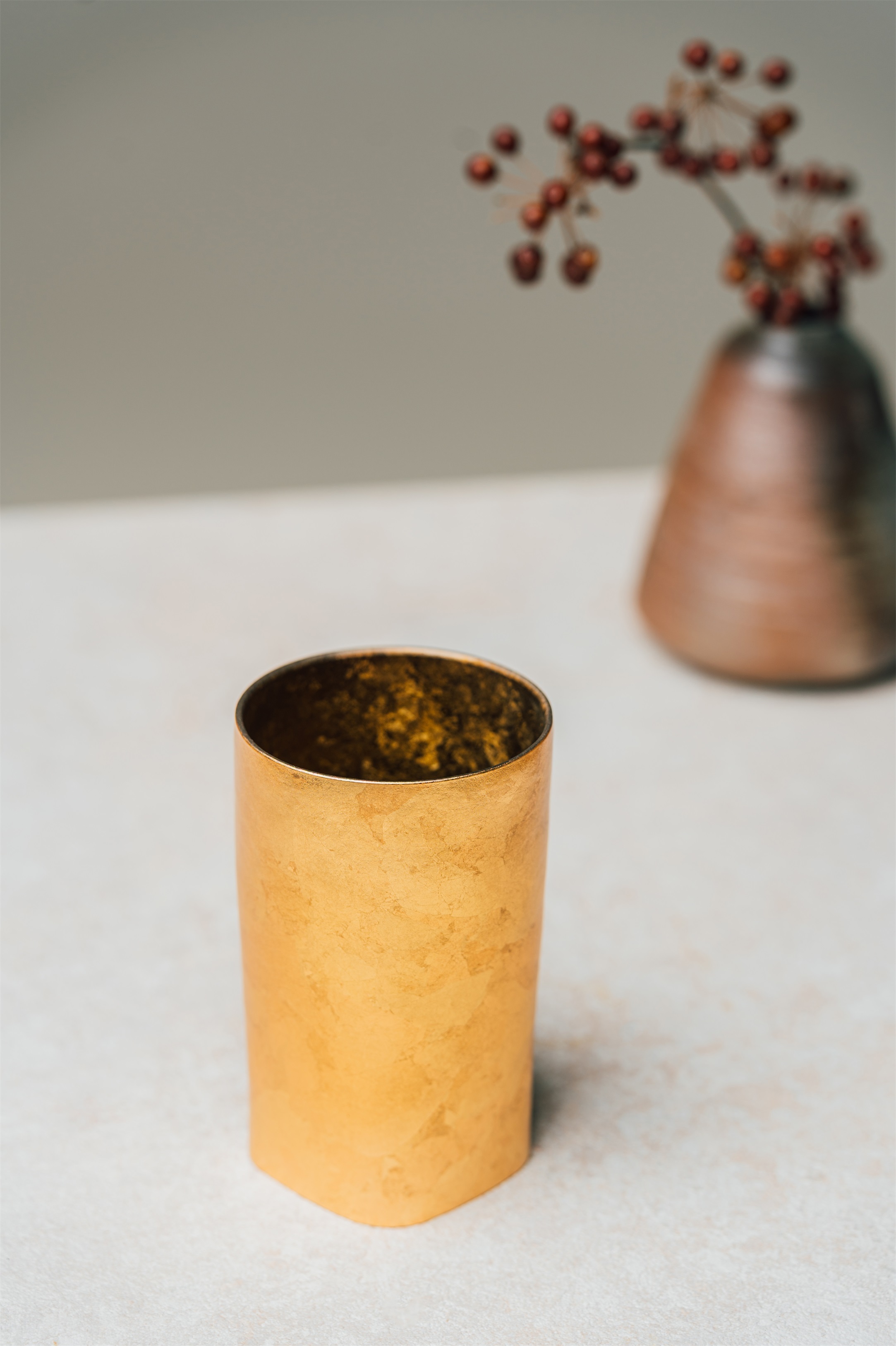 鈦造 x 岡田漆器 | 方形鈦杯 |【朧金】| 鈦漆之美 | 鈦金屬木盒裝