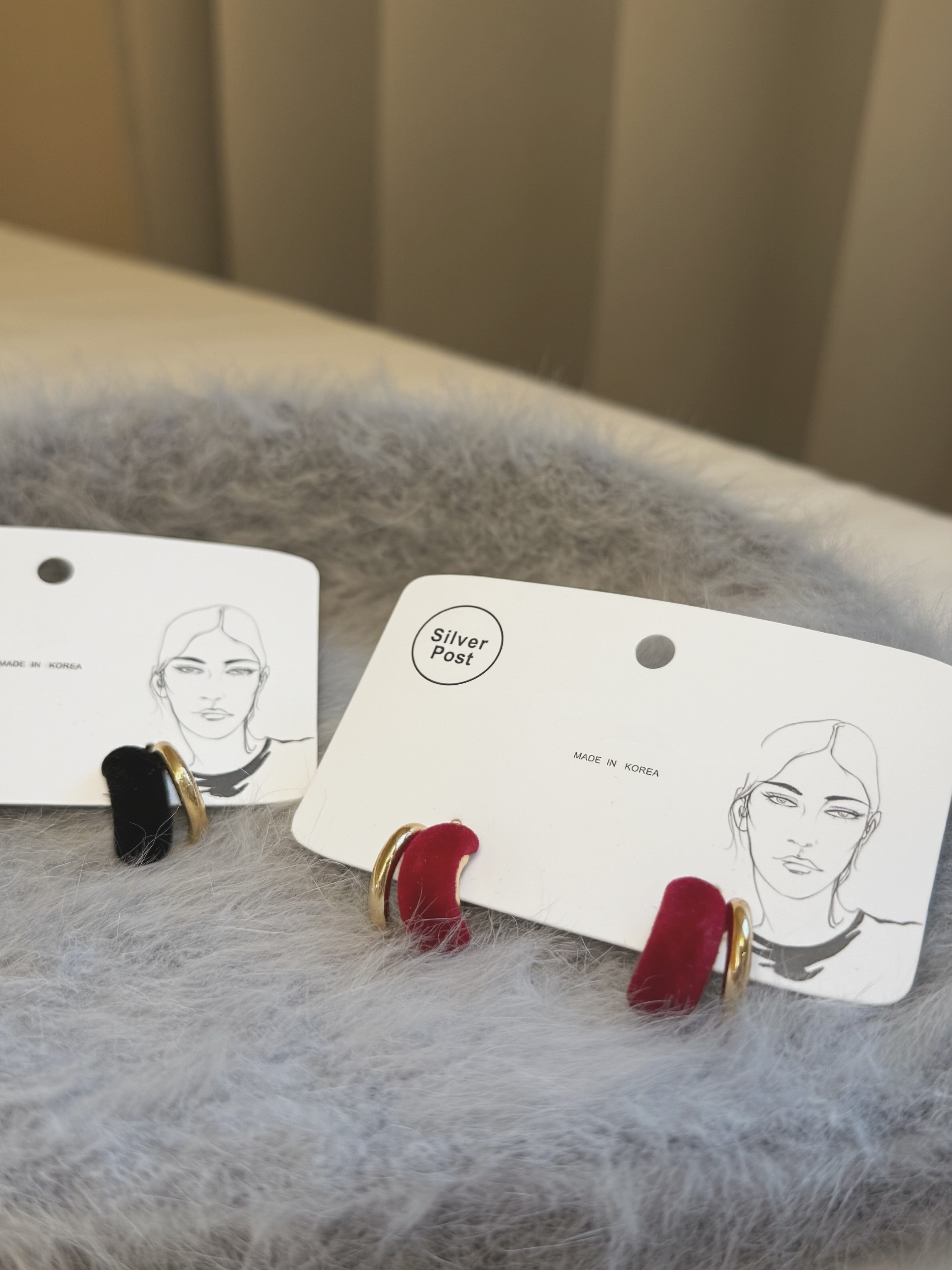 絲絨金雙環耳環